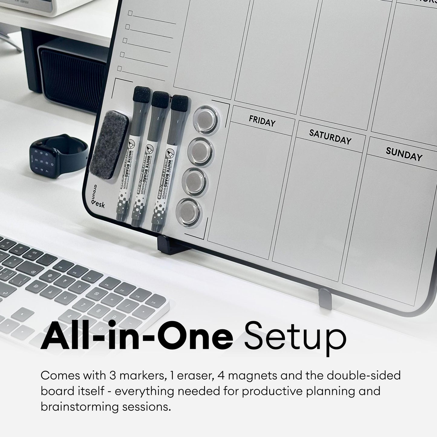 Double Sided Weekly Dry Erase Board with Stand 16x12"